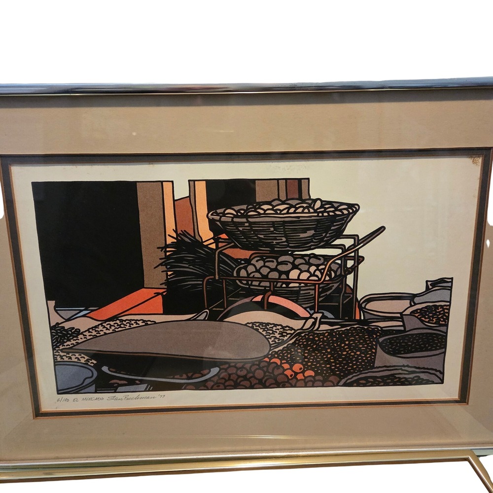 Stan Beckman "El Mercado" 1977 Signed Vintage Serigraph Print – Low Number 6/100